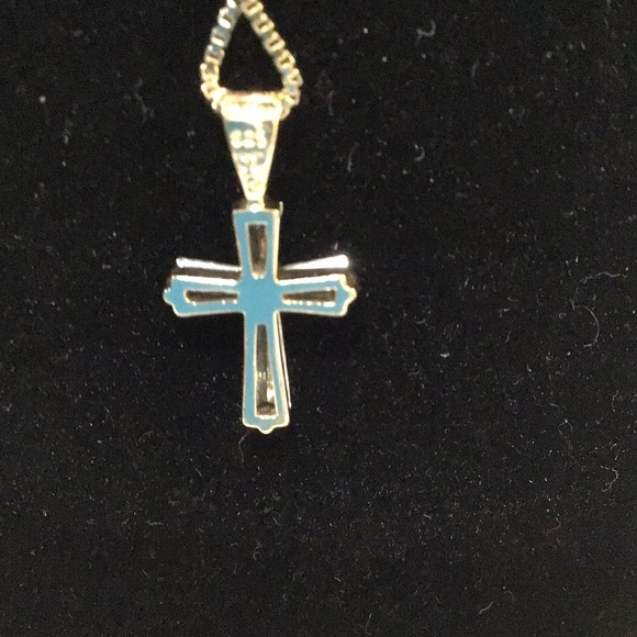 Sterling cross necklace with Cubic Zirconia insets. - Picture 5 of 8